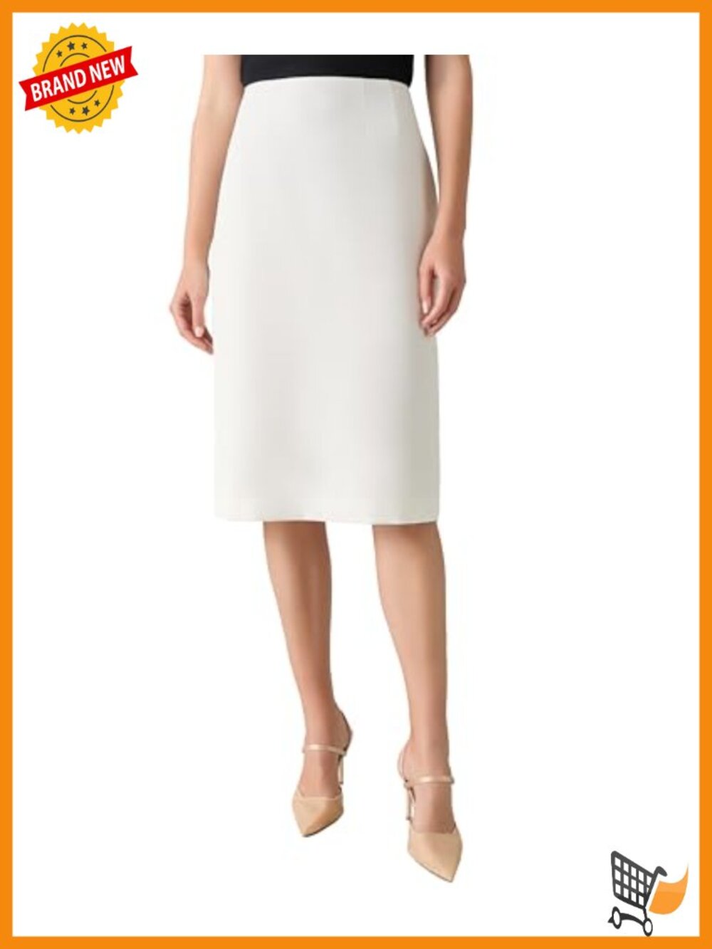 Stretch Crepe Classic Below Knee Skirt Wrinkle Resistant Business Casual